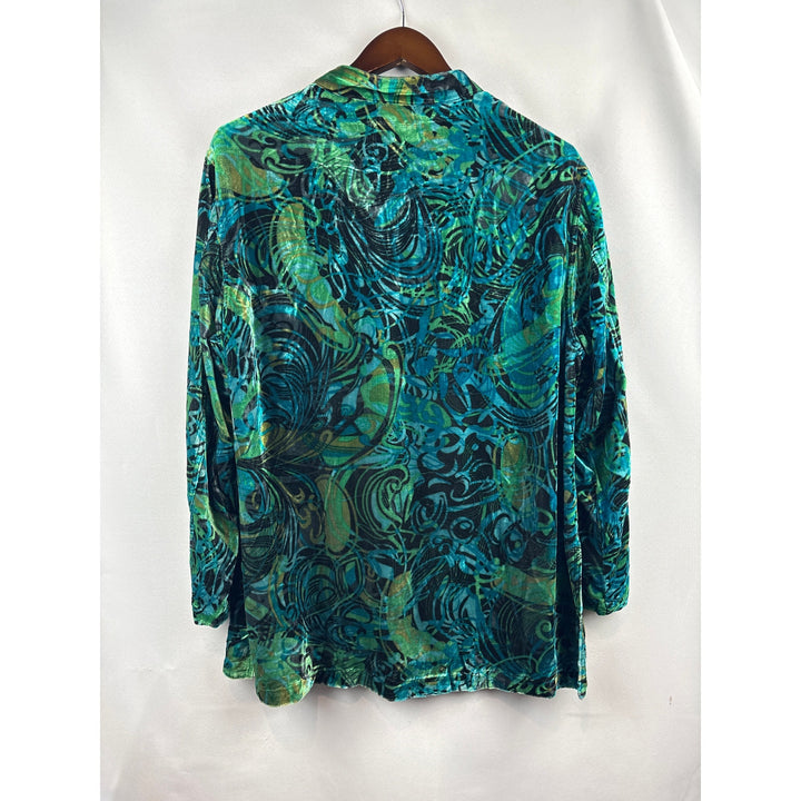 Women’s Chicos Size 2 Multicolor Velvet Button Up Shirt