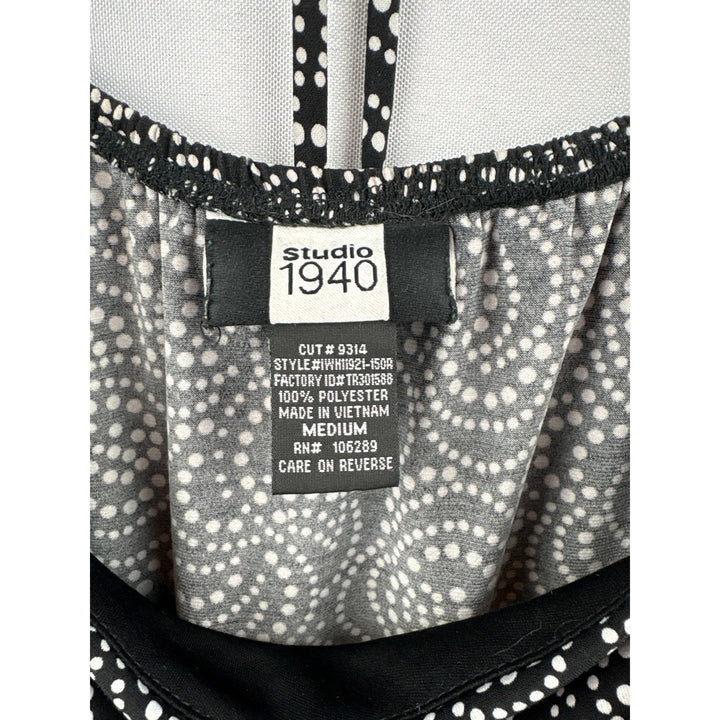 Women’s Studio 1940 Medium Black Tank Blouse w/ White Dot Oattern