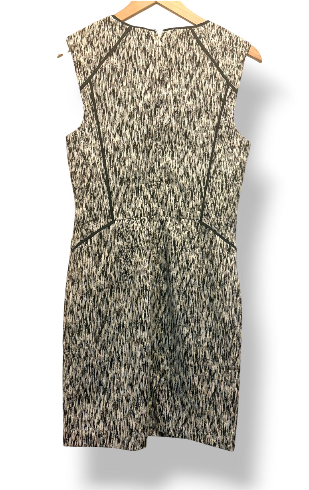 Banana Republic Black White Abstract Print Zip Sheath Dress Size 8 Cocktail Work