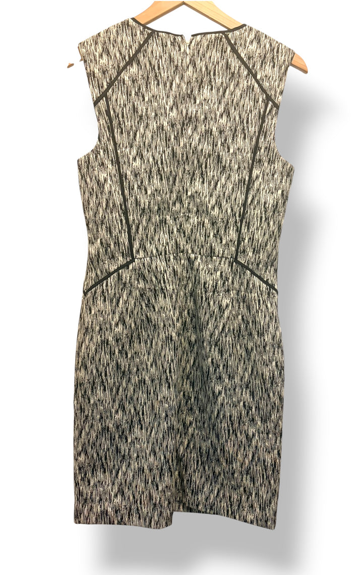 Banana Republic Black White Abstract Print Zip Sheath Dress Size 8 Cocktail Work