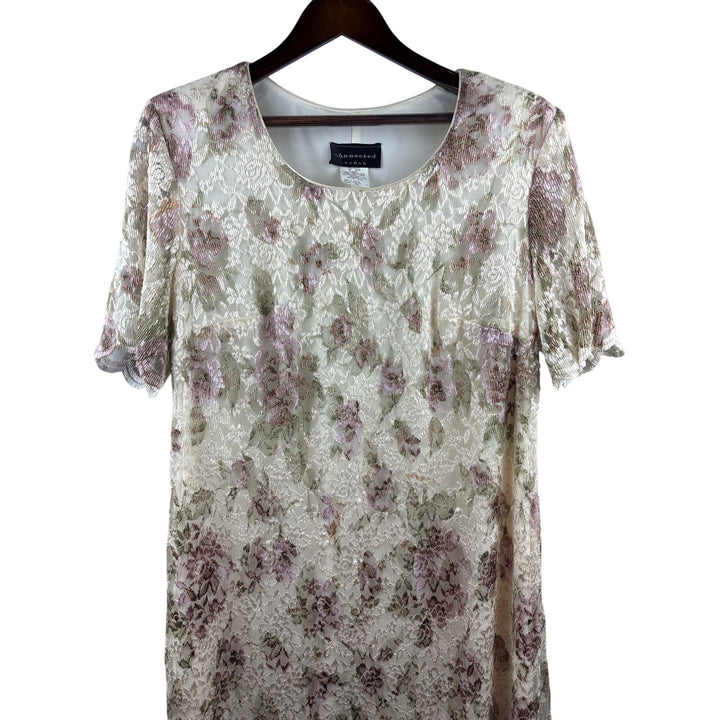 Women’s Connected Large Cream Lace Floral Maxi Dress