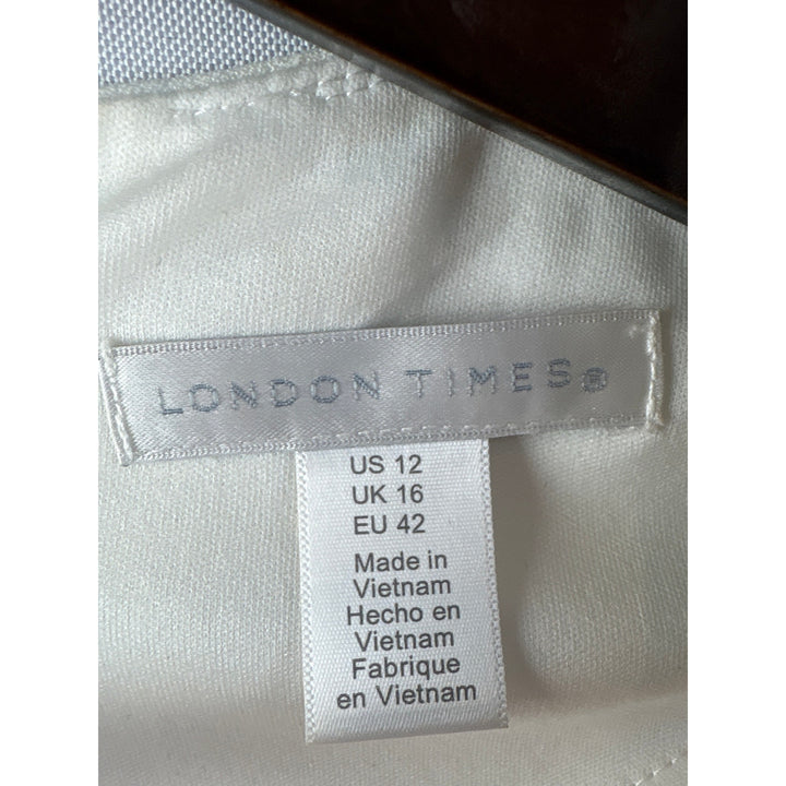 Women’s London Times Size 12 White, Pink, & Black Short Sleeve Pencil Dress