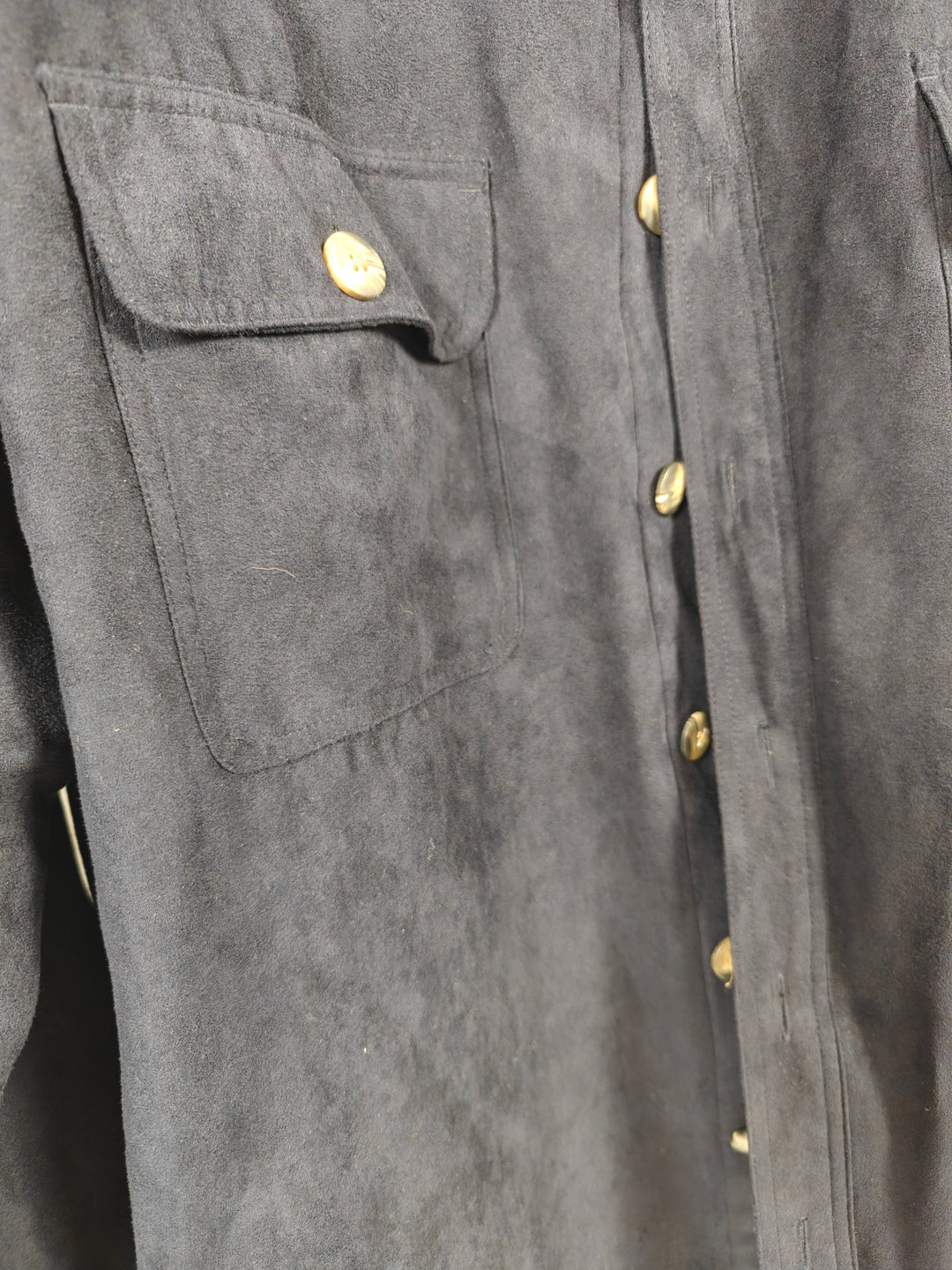 Mens St Johns Bay Faux Suede Shirt Jacket Navy Blue XL Quilted Lining