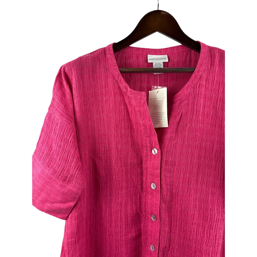 Women’s Soft Surroundings Petite Medium Hot Pink Button Up Shirt