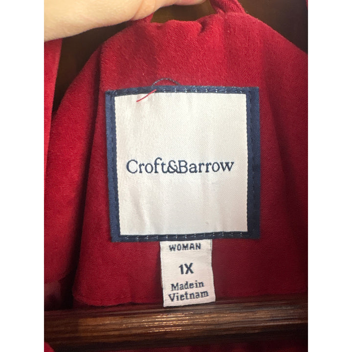 Women’s Croft & Barrow Size 1X Red Faux Suede Heavyweight Coat