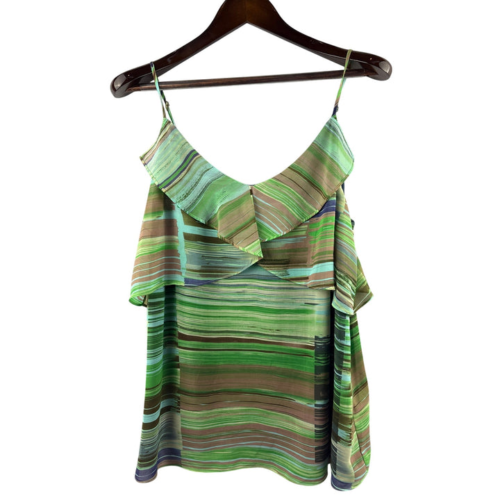 Women’s Cabi XL Green, Brown, & Blue Patterned Sleeveless Blouse