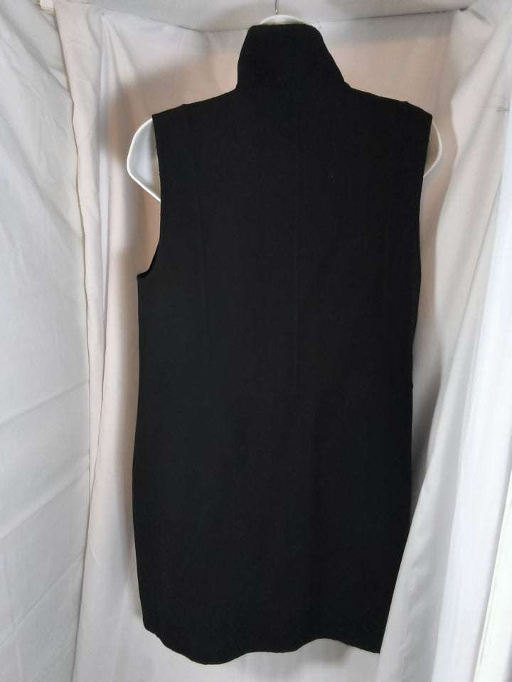 Vince Asymmetrical Draped Funnel Collar Zip Vest Black Size XS