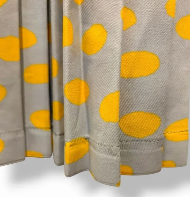 Noni Retro Polka‎ Dot Pleated Midi Dress Gray Yellow Small Tall Vintage Mod