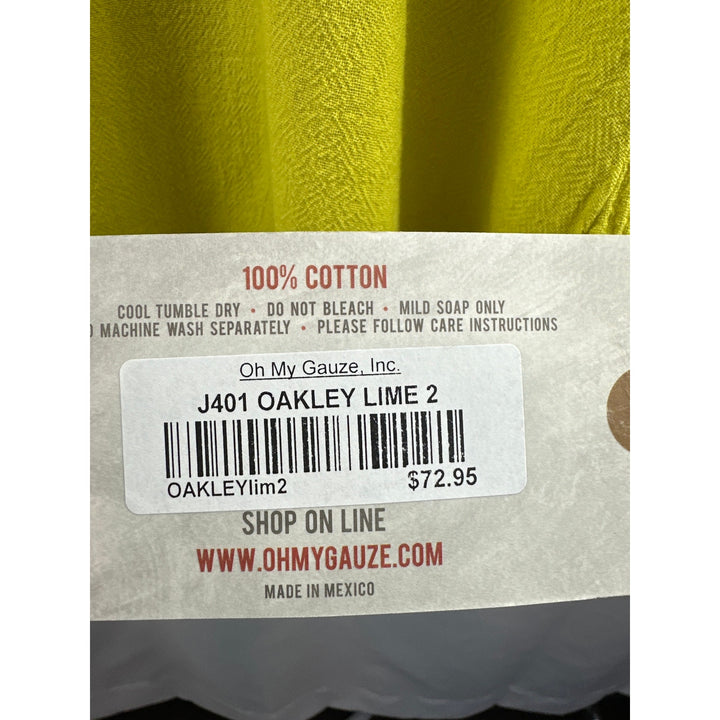 Women’s Oh My Gauze V-Neck Fringe Blouse Oakley Lime Size 2