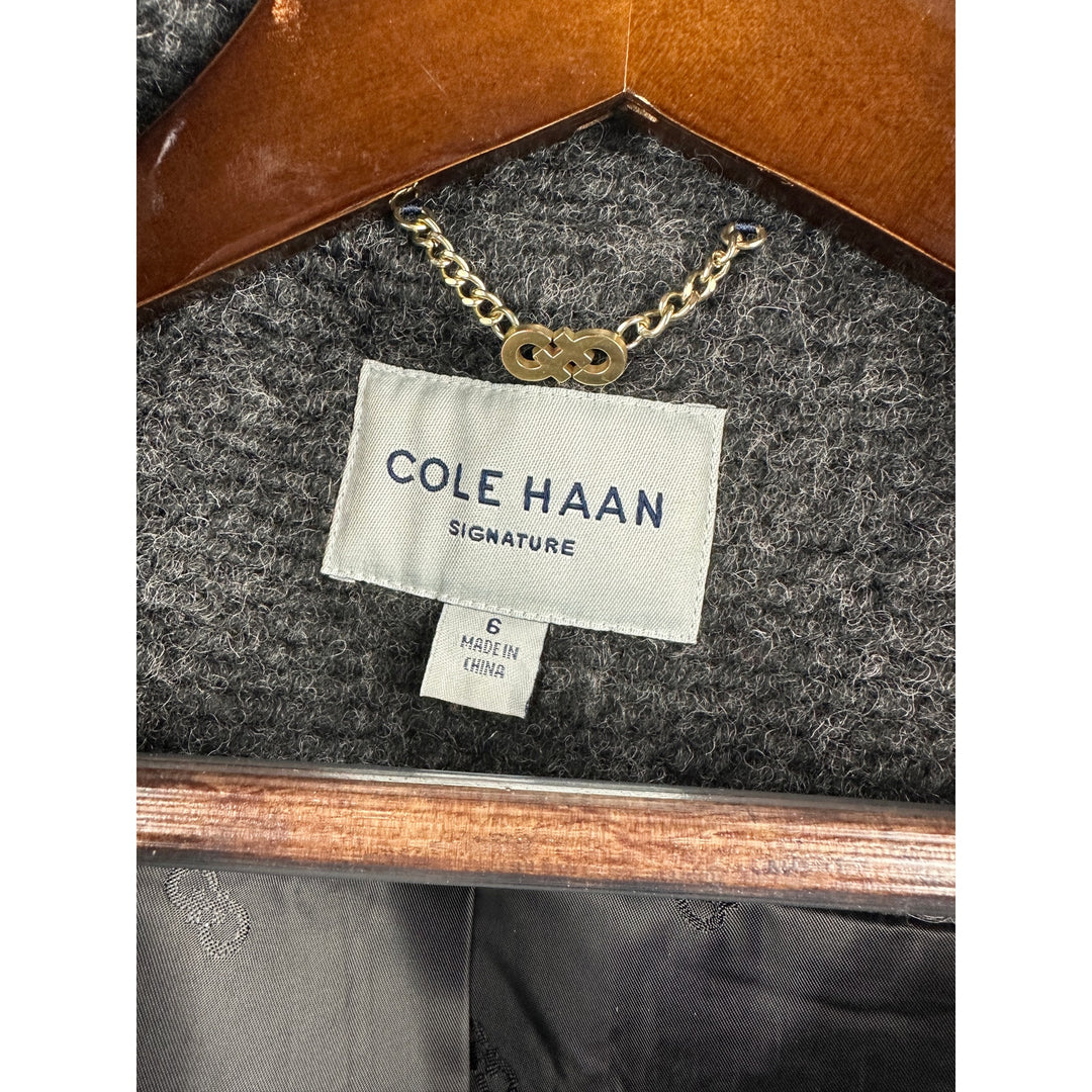 Women’s Cole Haan Signature Herringbone Wool Blend Pea Coat Size 6