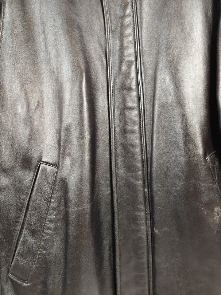 Mens Jos A Bank Genuine Leather Jacket Dark Brown Bomber XXL