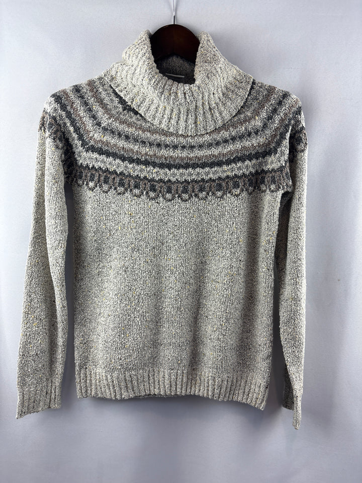Women’s Columbia Small Greige Patterned Turtleneck Sweater