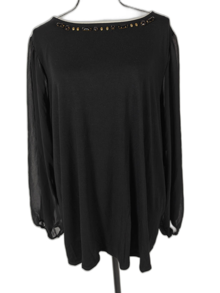 Womens Vince Camuto Embellished Blouse Black Size 2X NWT