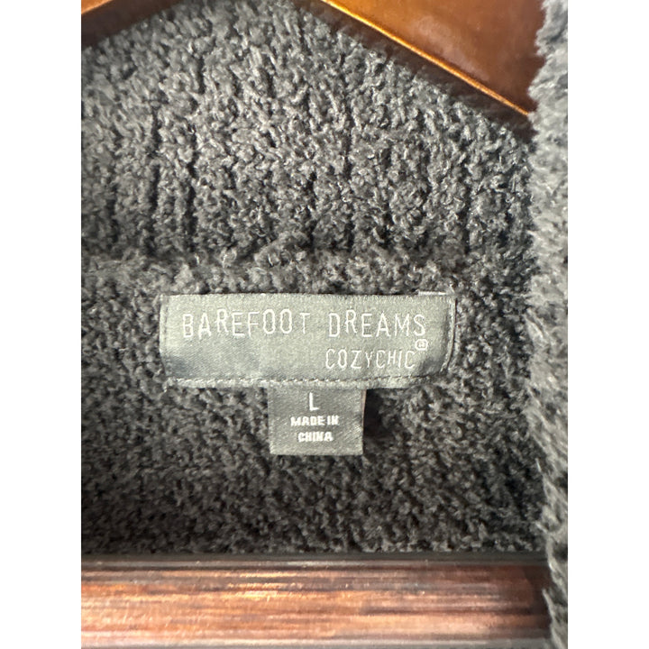 Women’s Barefoot Dreams Large Dark Gray Folded Collared Pullover Plush Sweater