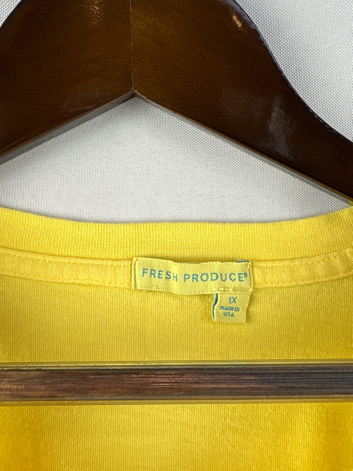 Women’s Fresh Produce Size 1X Bright Yellow T-Shirt