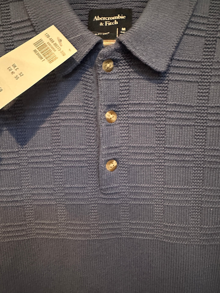 Men’s Abercrombie Slate Blue Cable Knit Polo Size M