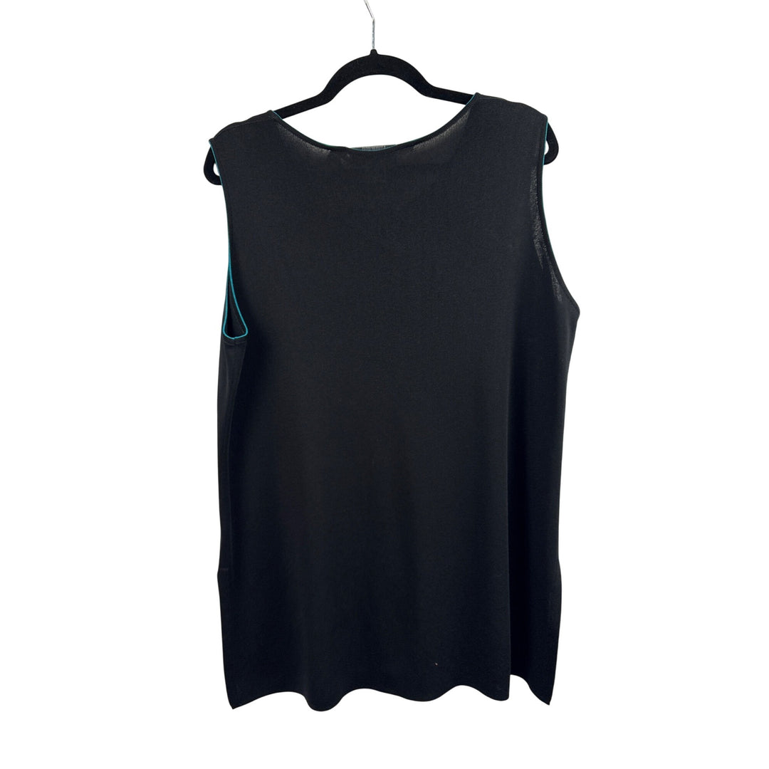 Women’s Howard Wolf Escape Size Large Black Sleeveless Blouse with Teal Stitching