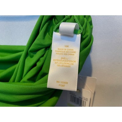 Anne Cole Green High-Waist Bikini Swim Bottom, Shirred, Size 18W
