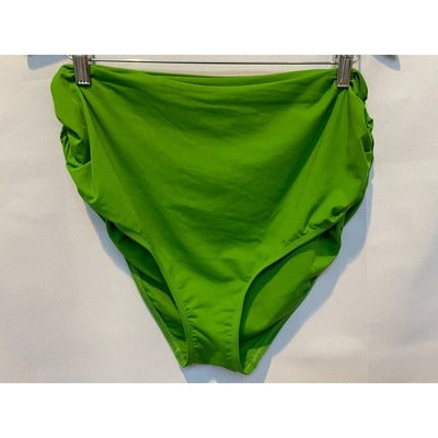 Anne Cole Green High-Waist Bikini Swim Bottom, Shirred, Size 18W