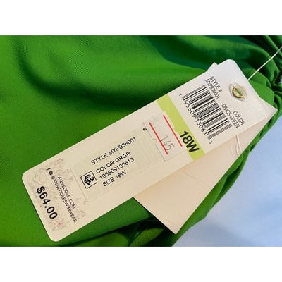 Anne Cole Green High-Waist Bikini Swim Bottom, Shirred, Size 18W