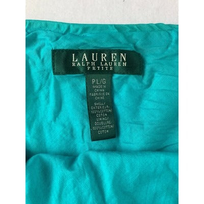 Lauren Ralph Lauren Petite A-Line Skirt PL 100% Cotton Paisley Print Turquoise & Brown