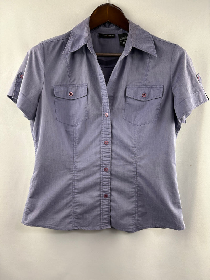 Women’s New York & Company Medium Misty Purple Short Sleeve Button Up