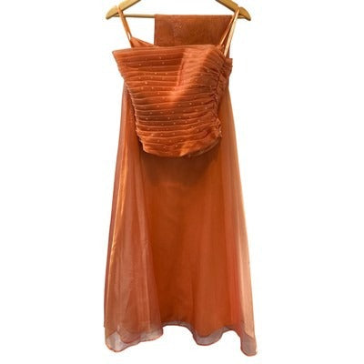Women’s Two Piece Sleeveless Orange Sequin Dress Size 5/6
