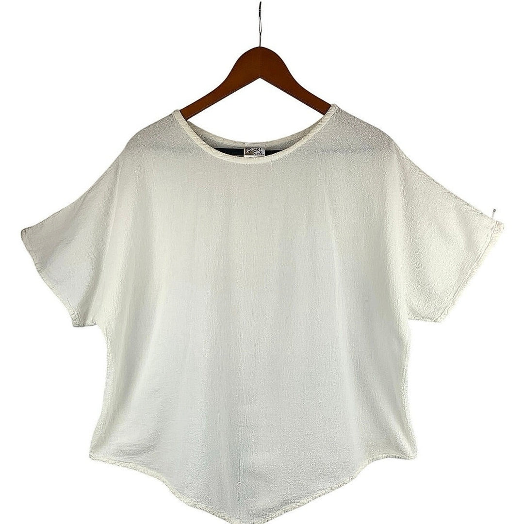 Oh My Gauze! Womens White Cotton Top Size 3 Loose Fit