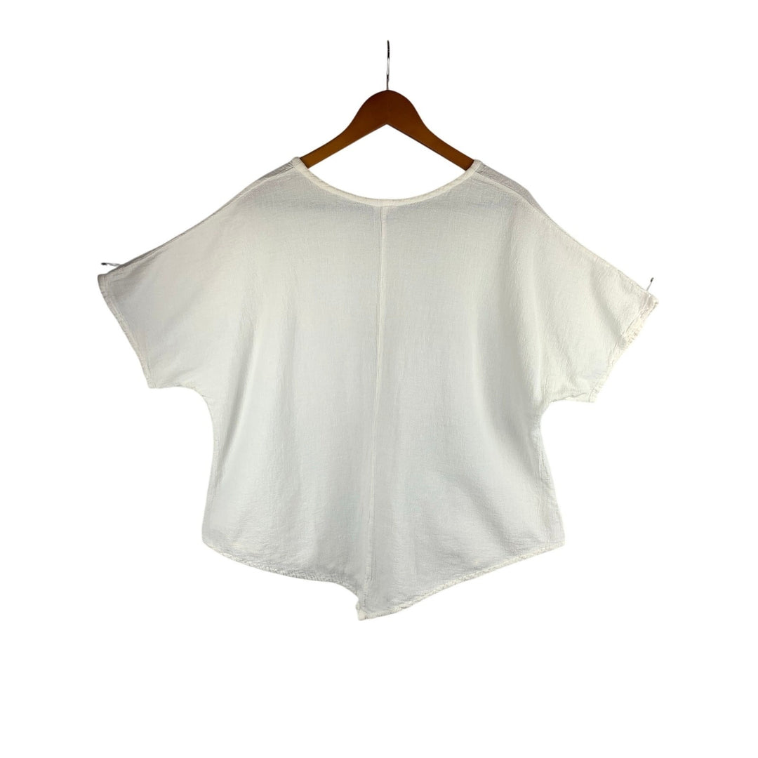 Oh My Gauze! Womens White Cotton Top Size 3 Loose Fit