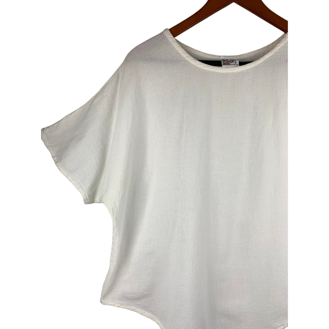 Oh My Gauze! Womens White Cotton Top Size 3 Loose Fit