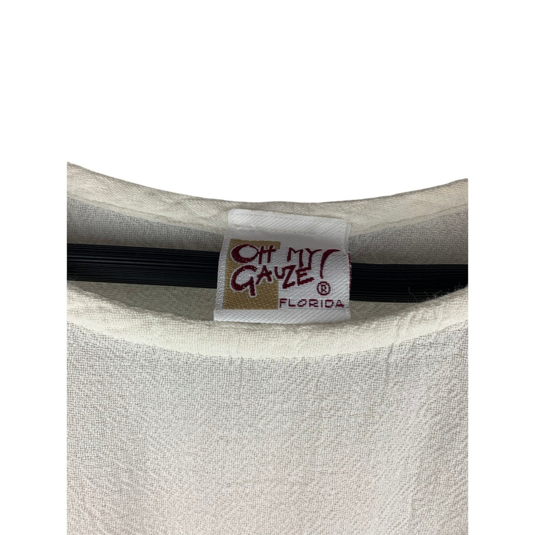 Oh My Gauze! Womens White Cotton Top Size 3 Loose Fit