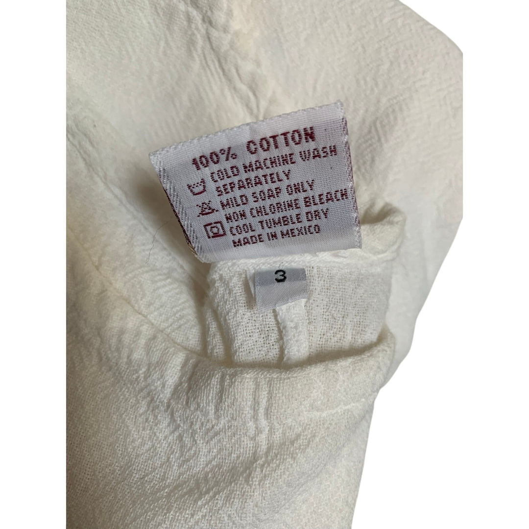 Oh My Gauze! Womens White Cotton Top Size 3 Loose Fit