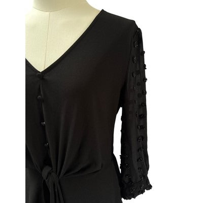 Women’s Fifty Street Black V-neck Long Sleeve Blouse Sz M