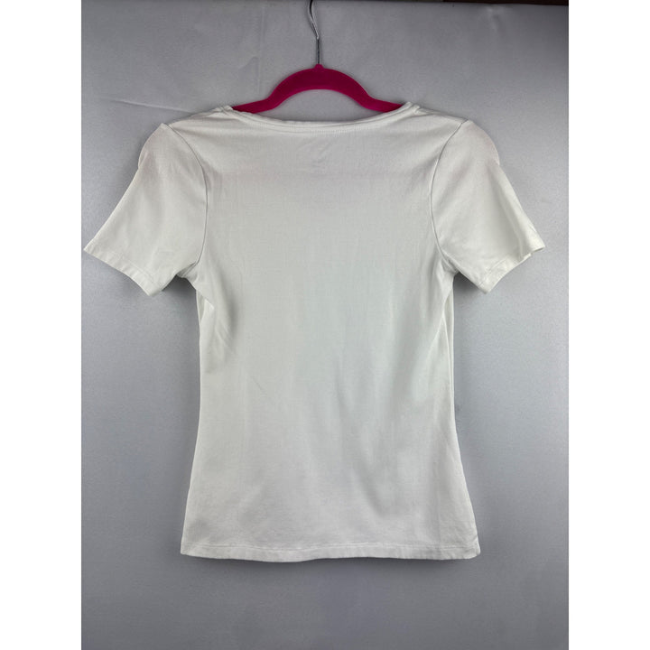Motto Essentials White V-Neck T-Shirt XXS