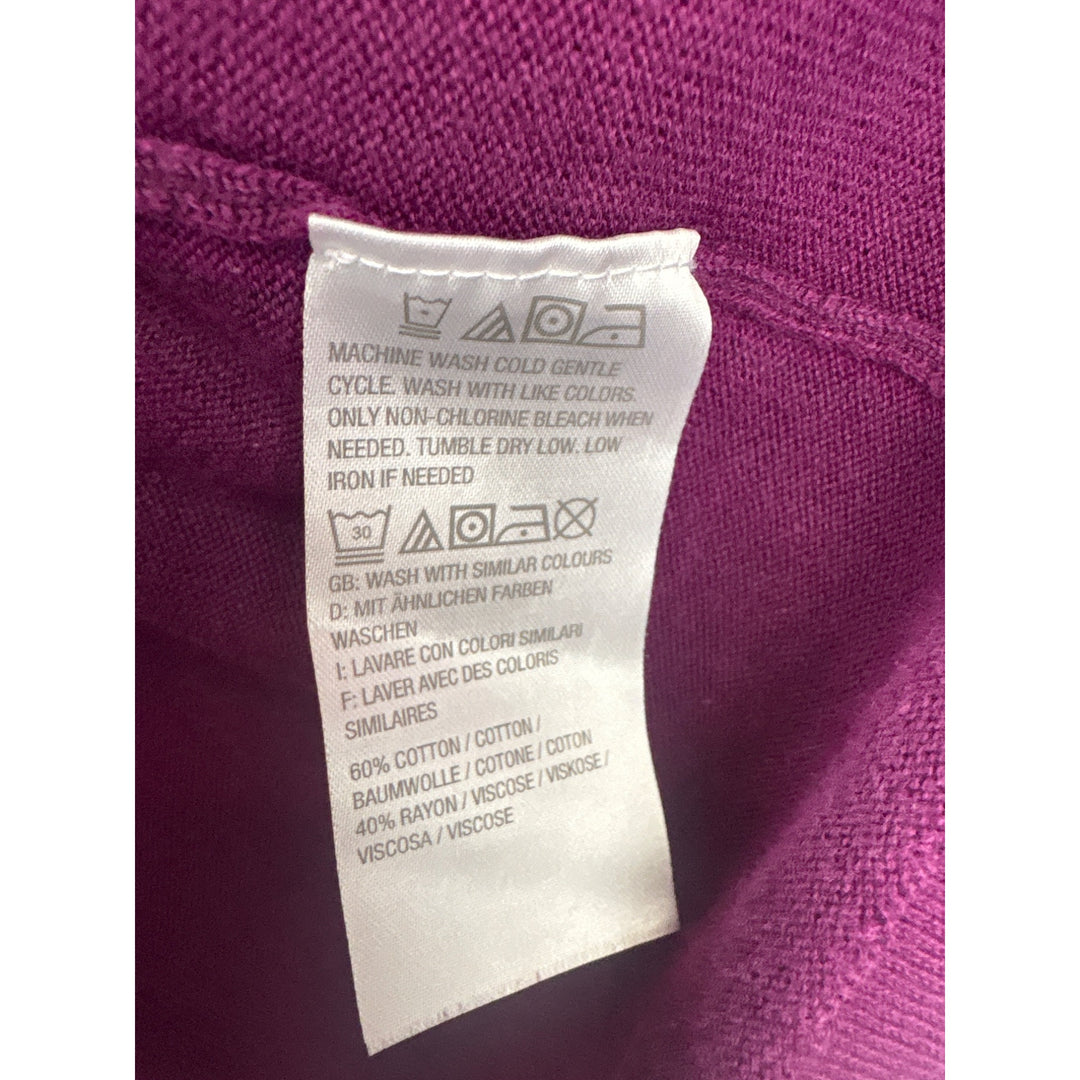 Isaac Mizrahi Live! Womens Purple V-Neck Button-Down Cardigan M