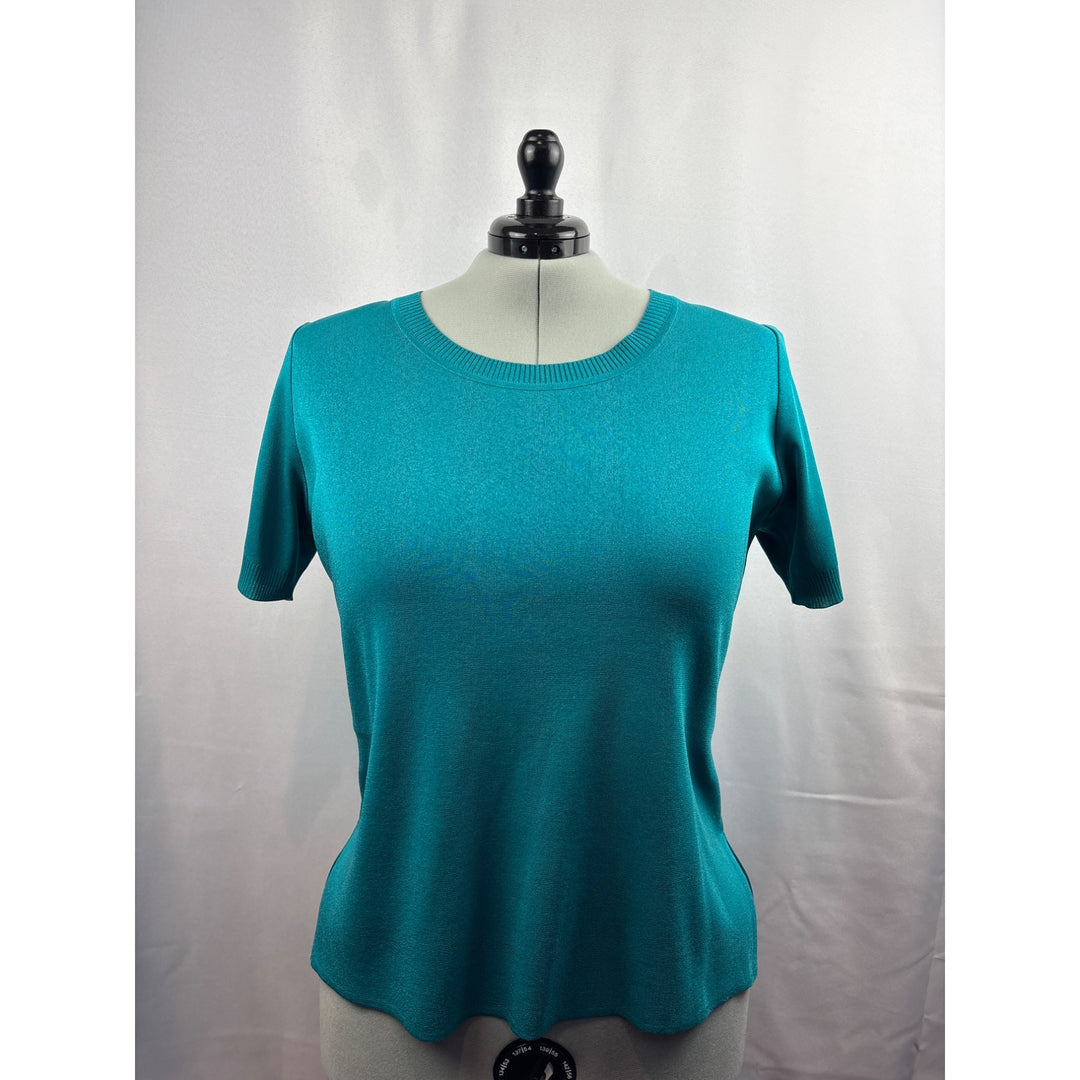 Women’s Exclusively Misook Size 1X Teal Short Sleeve Blouse