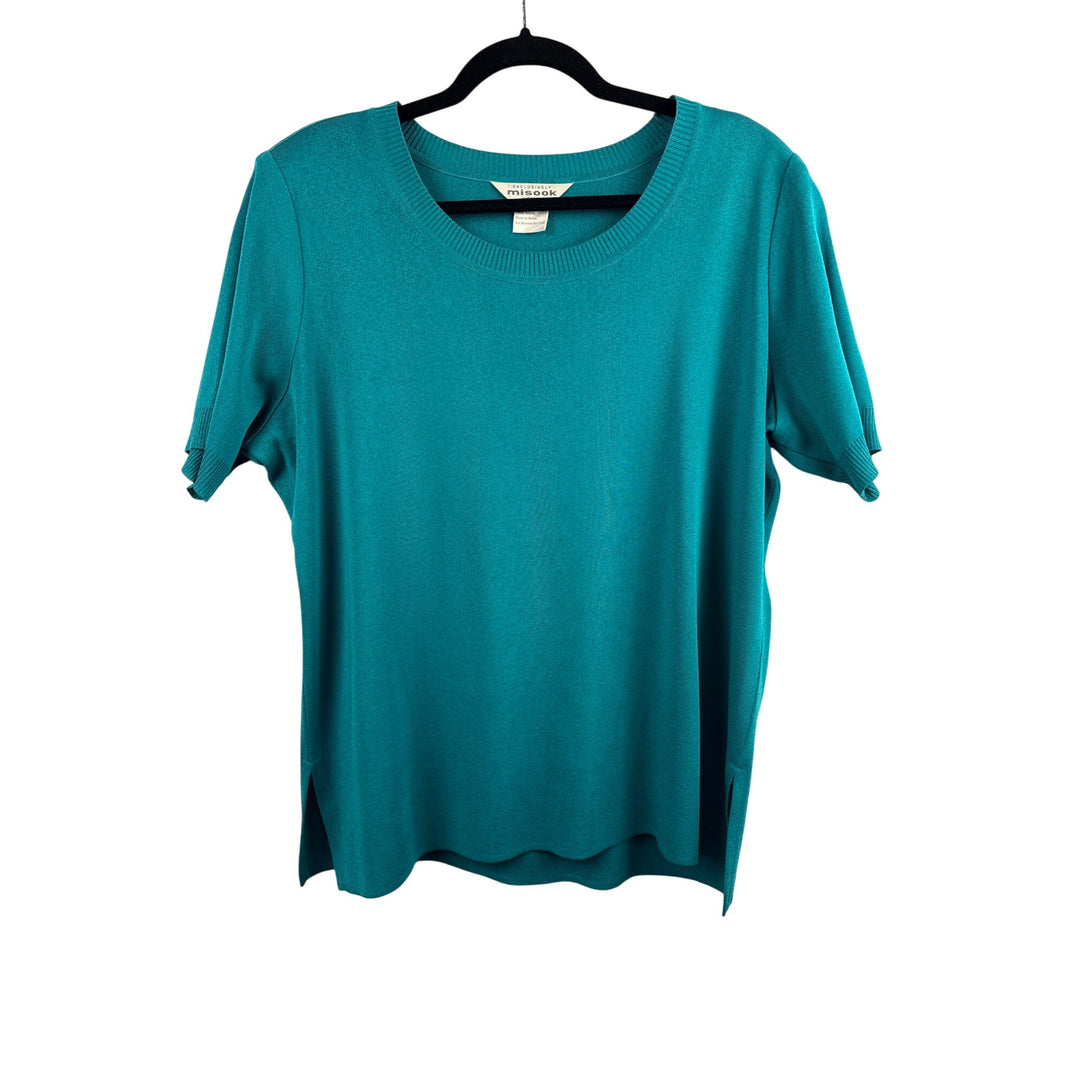 Women’s Exclusively Misook Size 1X Teal Short Sleeve Blouse