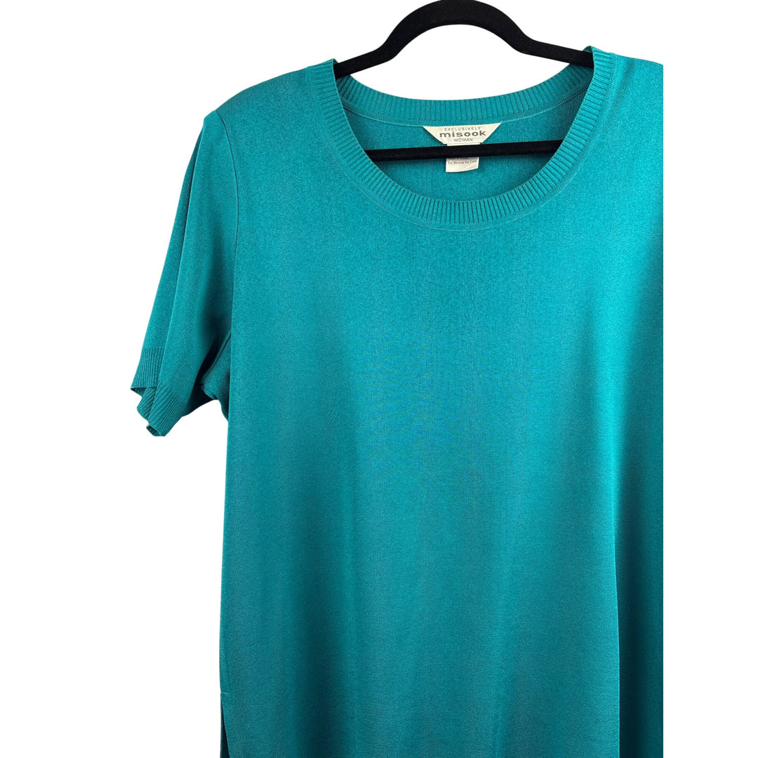 Women’s Exclusively Misook Size 1X Teal Short Sleeve Blouse