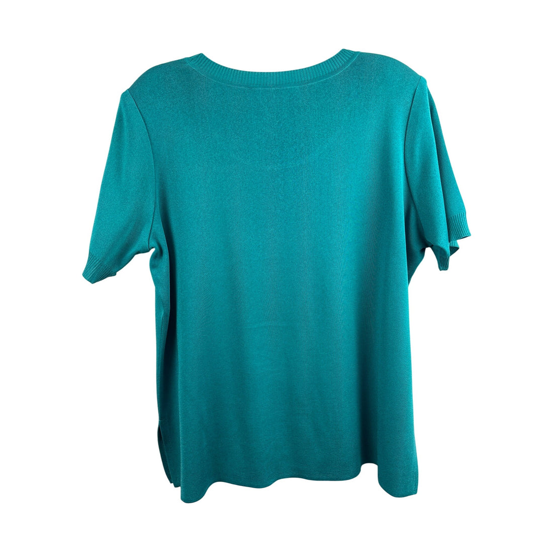 Women’s Exclusively Misook Size 1X Teal Short Sleeve Blouse