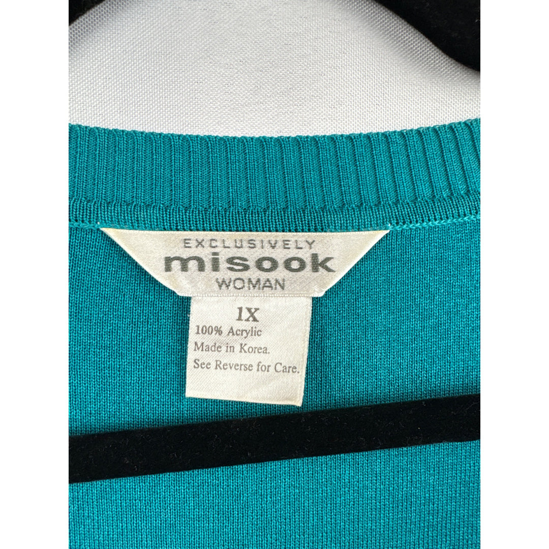 Women’s Exclusively Misook Size 1X Teal Short Sleeve Blouse