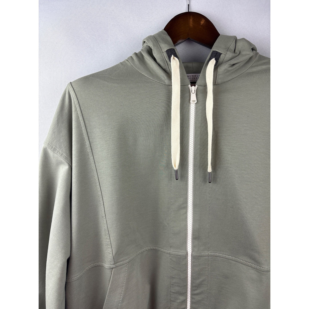 Women’s Brunello Cucinelli Small Olive Green Zip-Up Hoodie