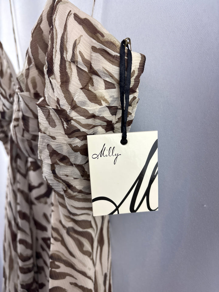 Women’s Milly Size 10 Brown & Tan Animal Print Cocktail Dress