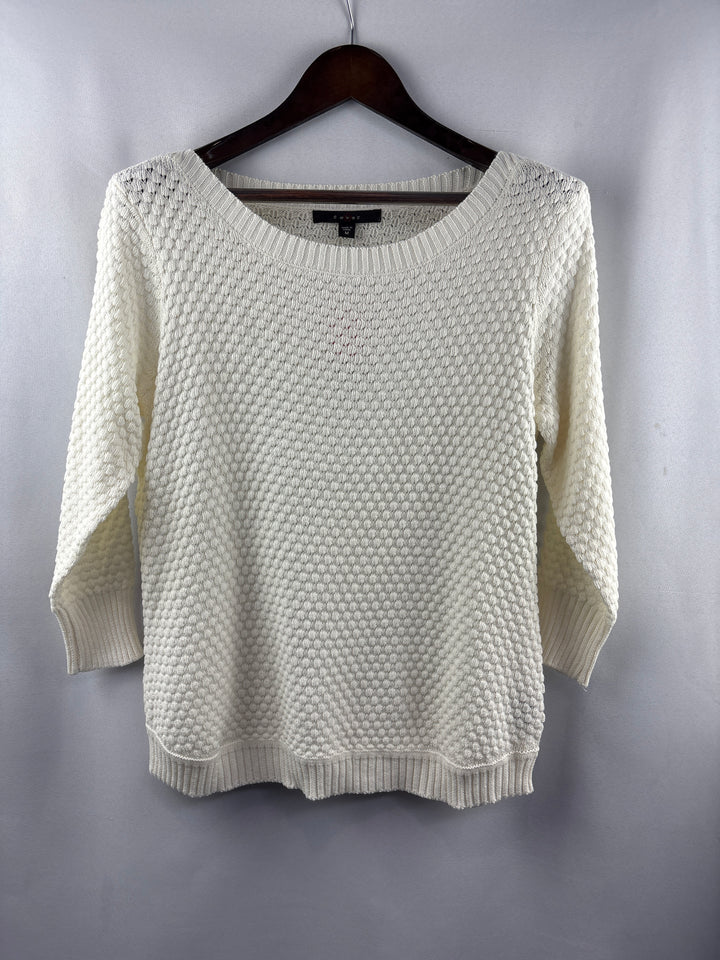 Women’s Fever Medium Cream Knit Scoopneck Sweater
