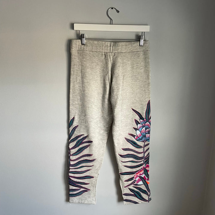 Mara Hoffman Active Grey Embroidered Sweatpants Joggers Organic Cotton size S