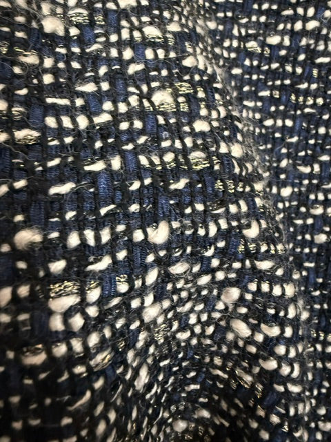 J.Crew Tweed Asymmetrical Wrap Pencil Skirt Navy White Sz10