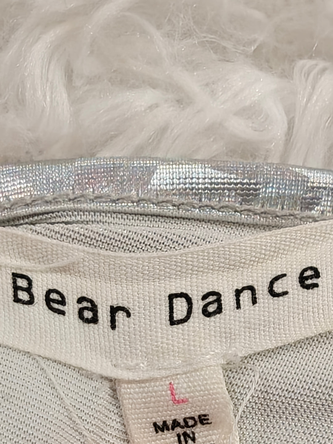 Womens Bear Dance Sports Bra Silver Holographic Large