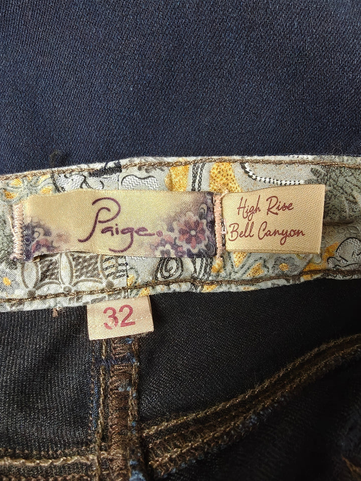Paige High Rise Bell Canyon Flare Jeans Dark Indigo Size 32
