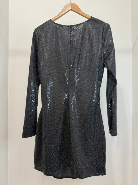 H&amp;M Sparkle Ruched Dress Black NWT SzXL