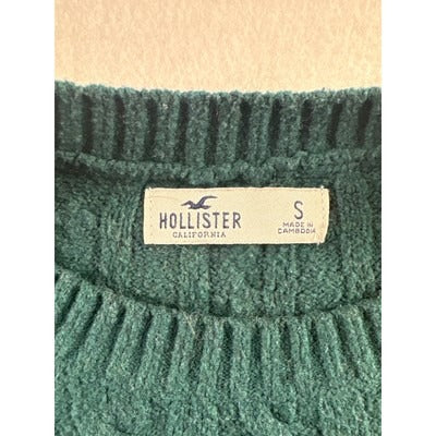 Hollister Cable Knit Sweater S Teal Wool & Acrylic