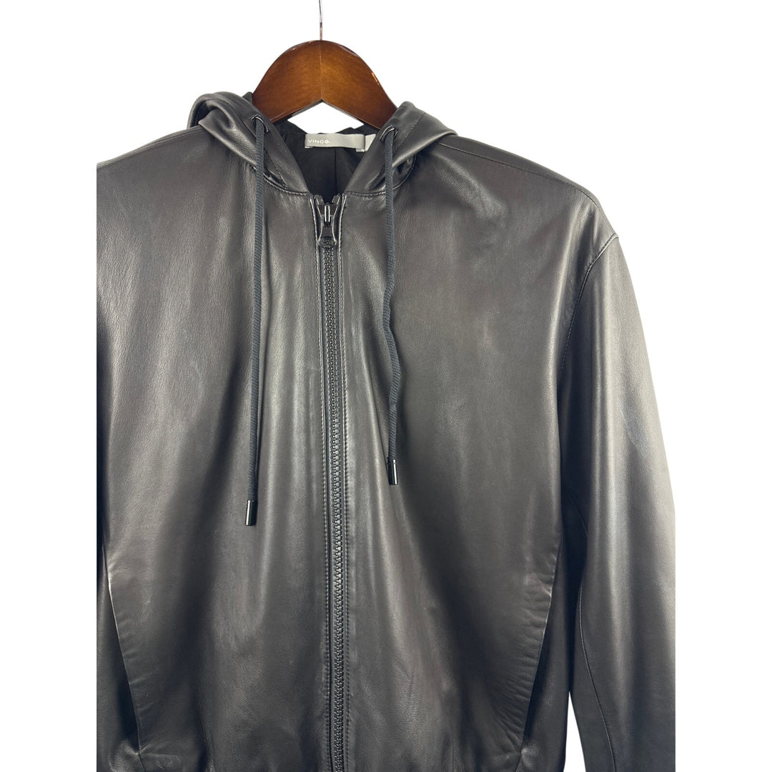 Women’s Vince XS Black Leather Zip-Up Hoodie